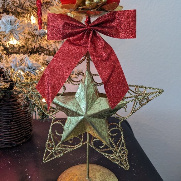 2 Vtg. Gold Star Candle Holders With Candle Rings And Candles - Picture 3 of 8